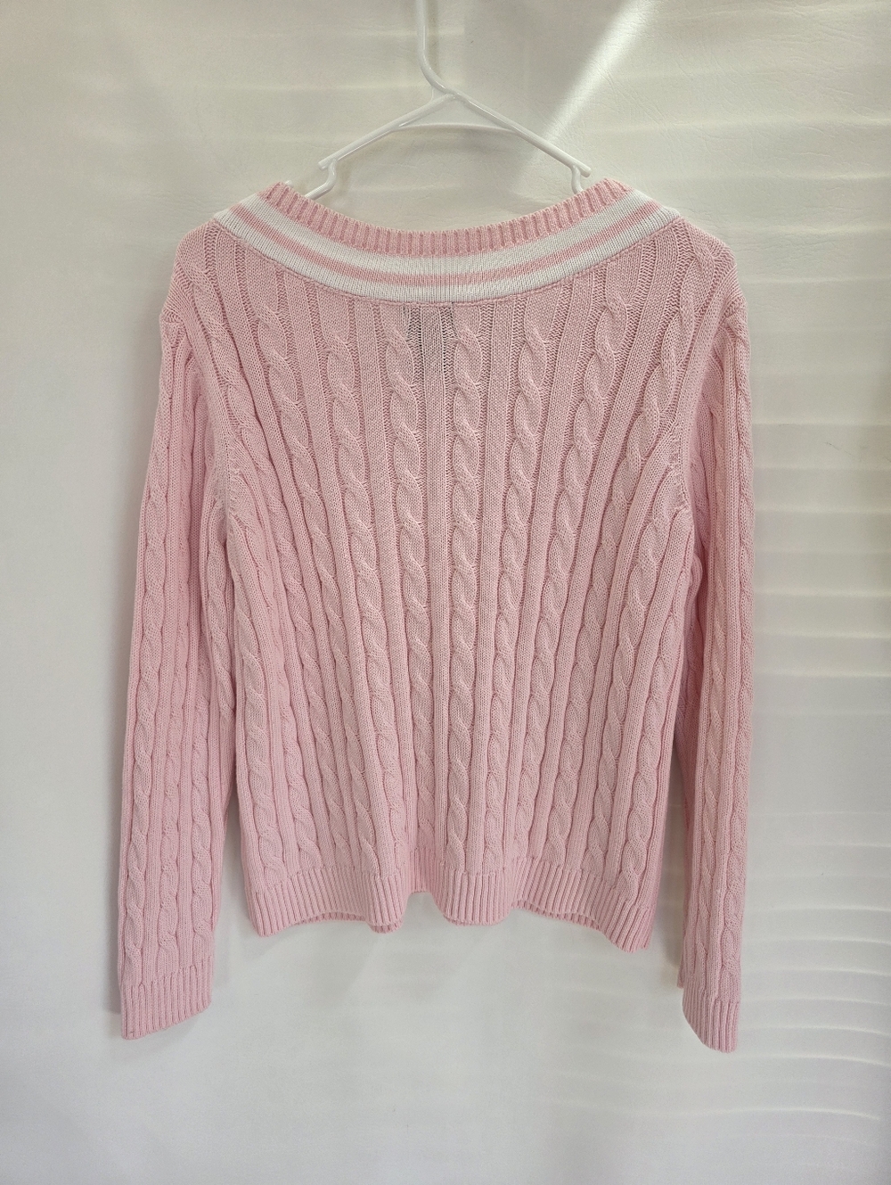 Land's End V-neck Cable Crop Sweater Women's Size L - Picture 5 of 5